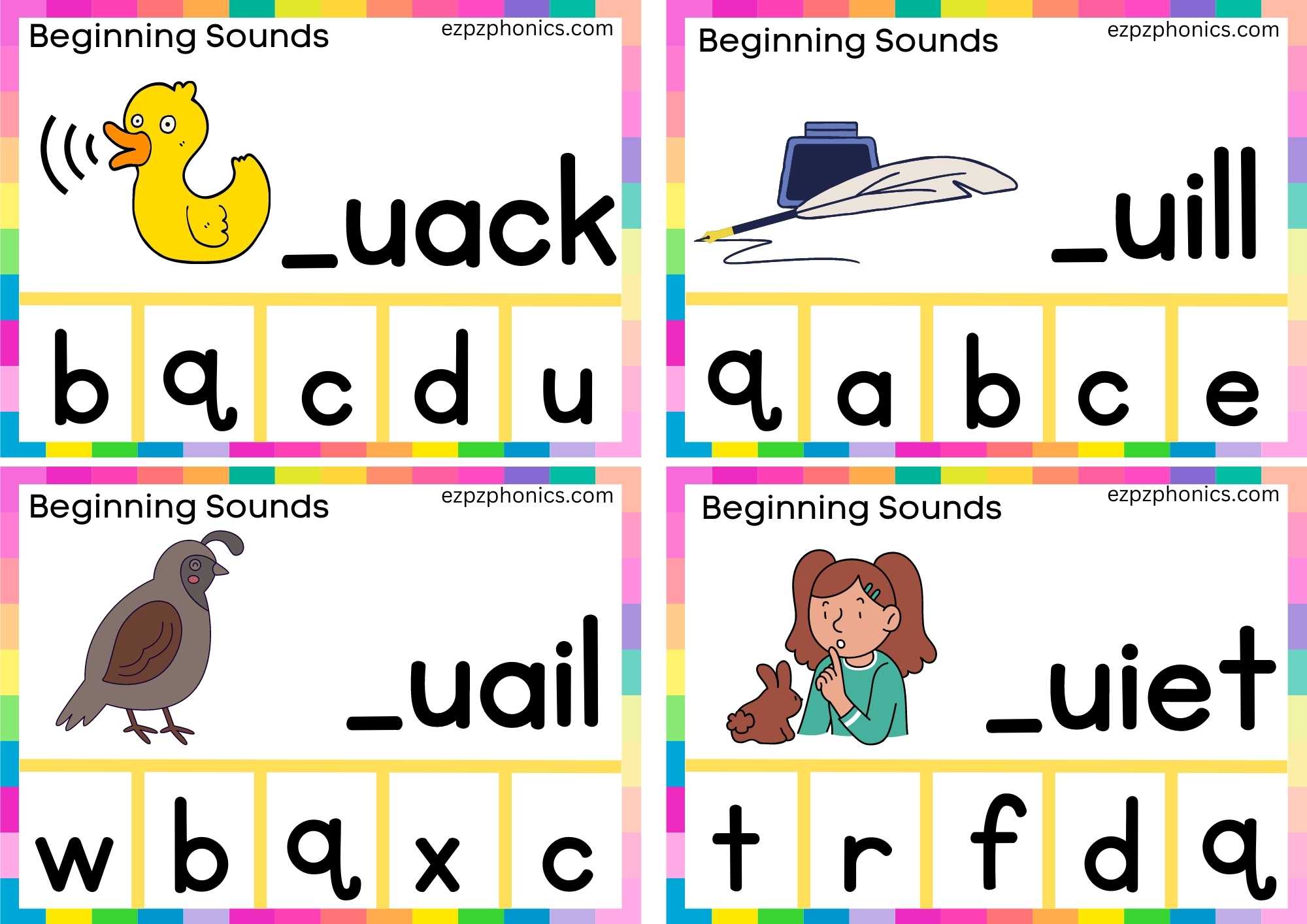 Letter Q Finish The Word And Clip The Correct Letter Group 2